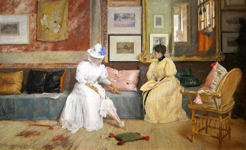 William Merritt Chase A Friendly Call. China oil painting art